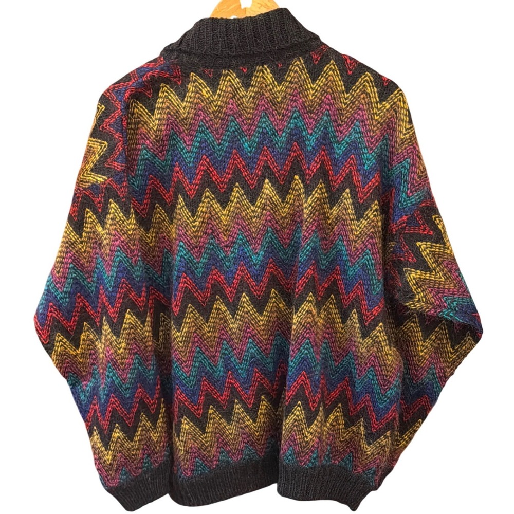 Vintage Silverleaf Mohair Cardigan Chevron Zigzag Grandmacore Eccentric Retro View 4